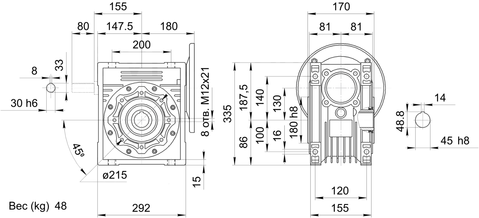 NMRV130-7.5-120-4 Технические характеристики и размеры